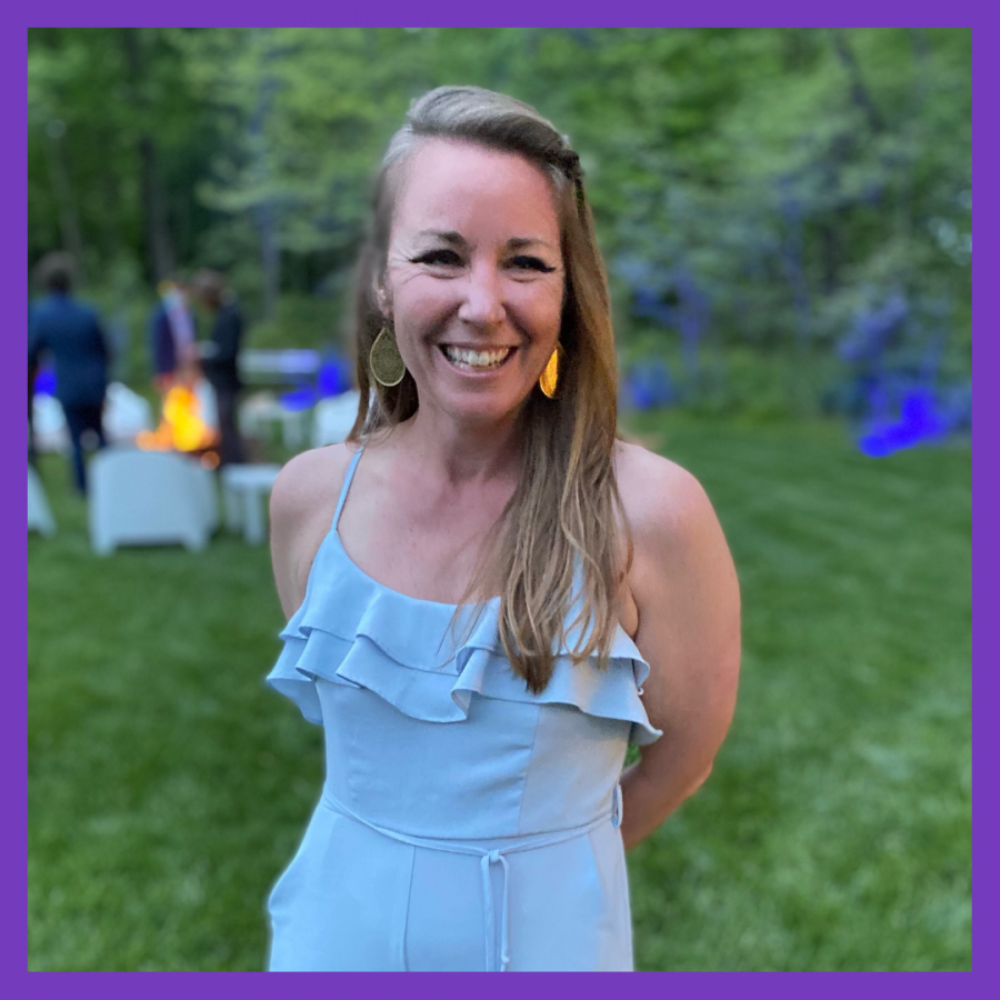 Kate Lohmeyer smiling in blue jumpsuit